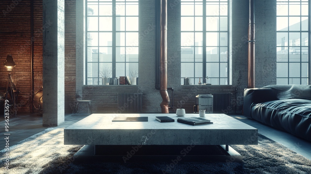 Beautiful view of Industrial Textured Apartment Coffee Table