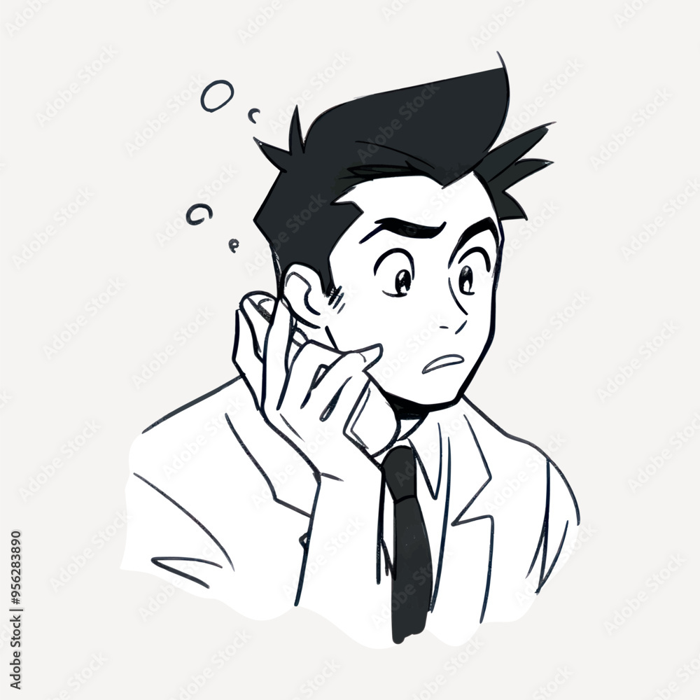 Surprised cartoon businessman phone Surprised cartoon businessman phone