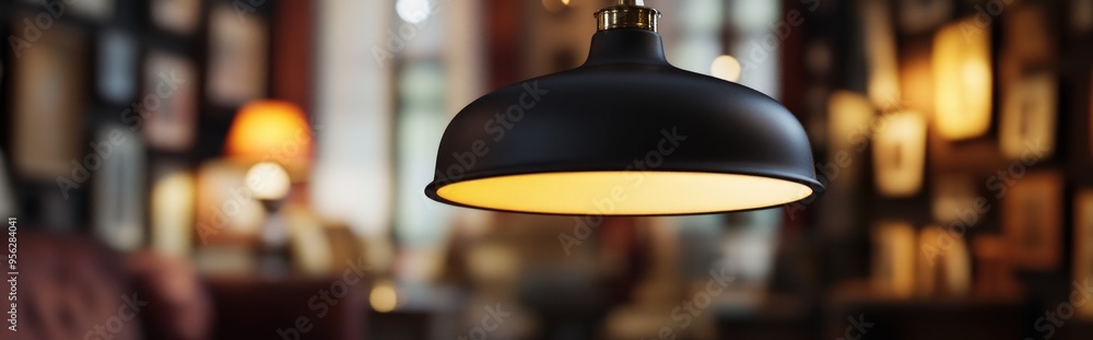 3D rendering of a black lamp in an antique shop with only the head part highlighted and a blurred background 3D rendering of a black lamp in an antique shop with only the head part highlighted and a blurred background