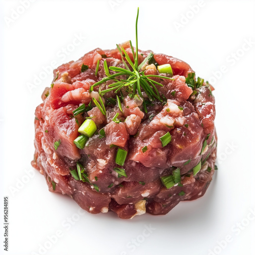 Beef Tartare isolated on white background