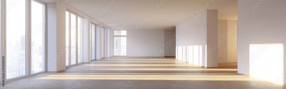 3D rendering of an empty apartment interior with renovation 3D rendering of an empty apartment interior with renovation