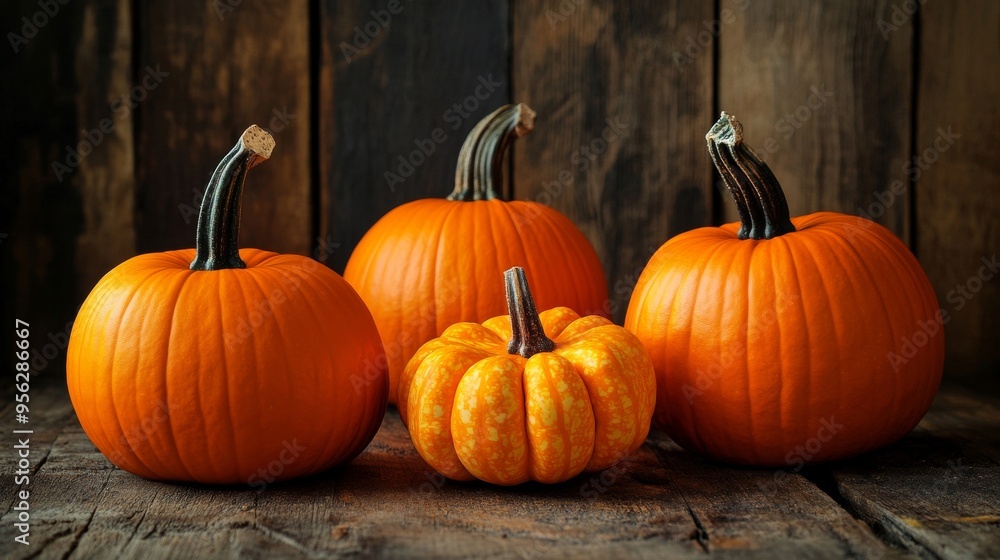 pumpkins set against a wooden background pumpkins set against a wooden background