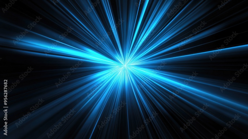 Blue fantasy rays in a 3D cartoon rendering on a black background Blue fantasy rays in a 3D cartoon rendering on a black background