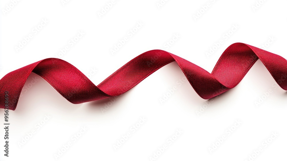 Isolated red ribbon with clipping path