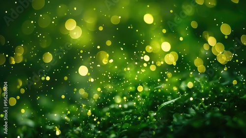 Green star bokeh abstract light patterns