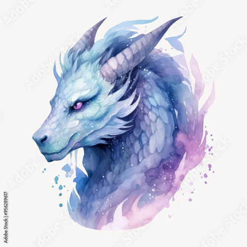 Majestic blue dragon portrait