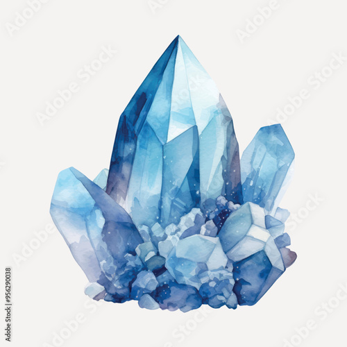Beautiful watercolor blue crystals
