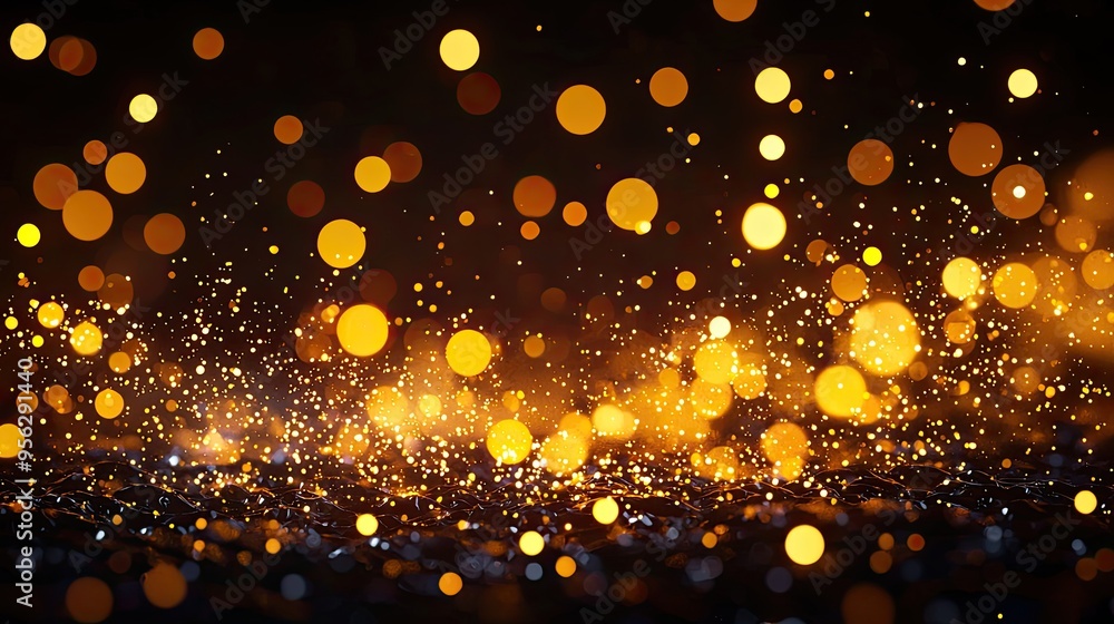 A vibrant display of golden sparkles and bokeh lights, perfect for backgrounds, celebrations, or adding a touch of elegance. A vibrant display of golden sparkles and bokeh lights, perfect for backgrounds, celebrations, or adding a touch of elegance.