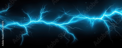 Cyan lightning, isolated on a black background vector illustration glowing cyan electric flash thunder lighting blank empty pattern with copy space 