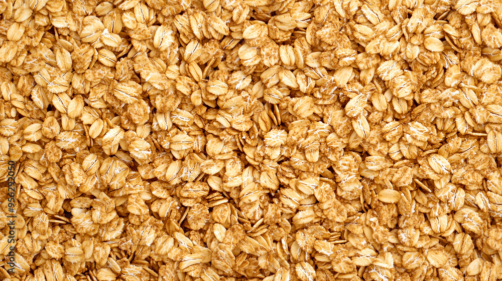 Close-up Texture of Golden Rolled Oats Granola Close-up Texture of Golden Rolled Oats Granola