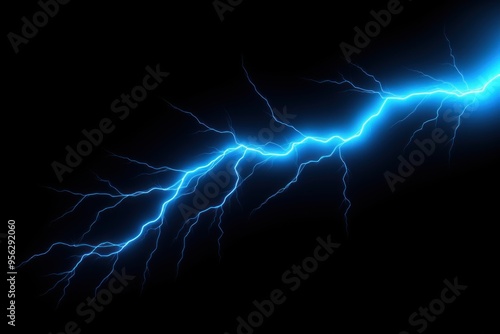 Cyan lightning, isolated on a black background vector illustration glowing cyan electric flash thunder lighting blank empty pattern with copy space 