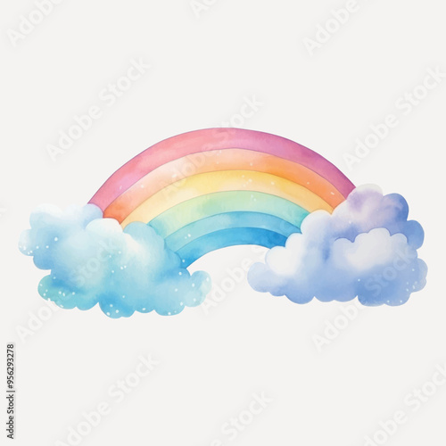 Colorful watercolor rainbow illustration