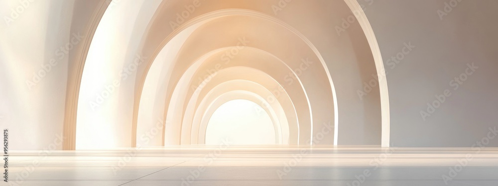 Obraz premium Abstract architectural background featuring an arched interior rendered in 3D