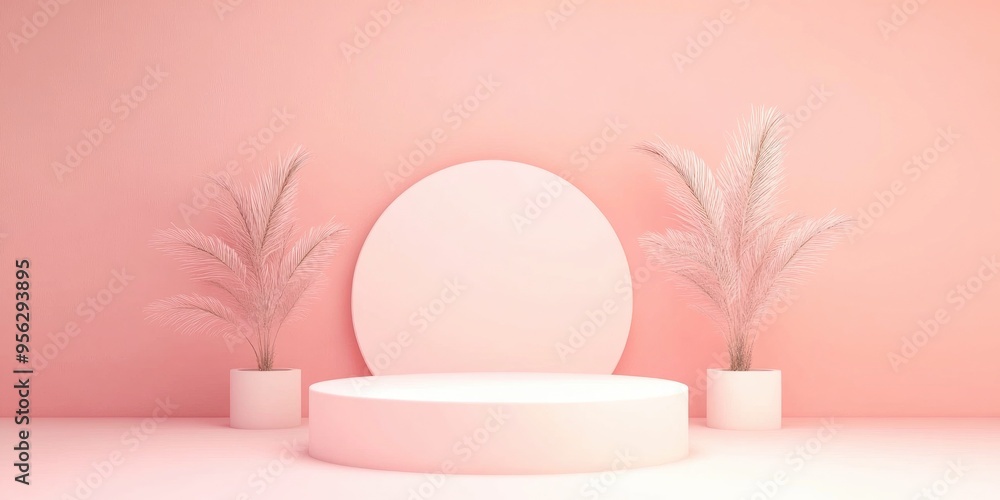 Abstract pastel background minimalist podium mockup for modern display or showcase 3D rendering Abstract pastel background minimalist podium mockup for modern display or showcase 3D rendering
