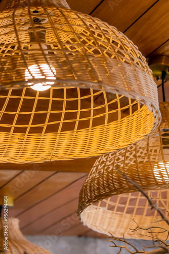 Wicker ceiling light decoration