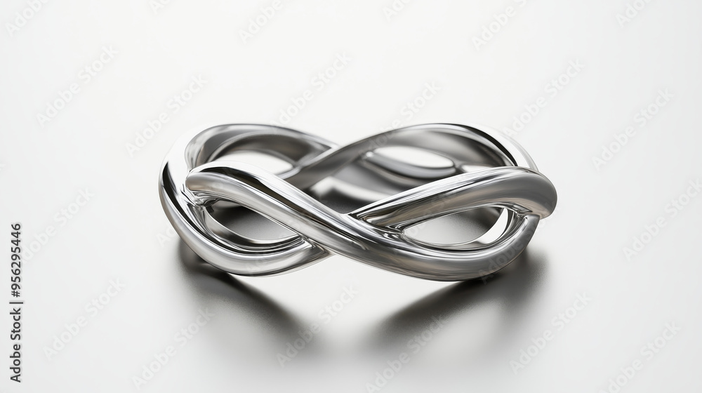 Fototapeta premium Illustration of a ladies' silver ring on a white background. 
