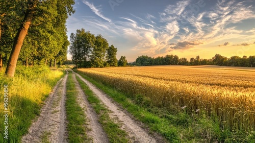 Wheat field along old oak track