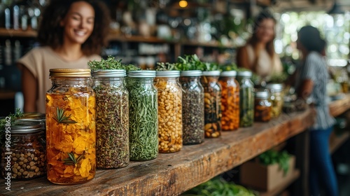 Community Wellness: Diverse Group Making Herbal Tinctures for Holistic Health in Center