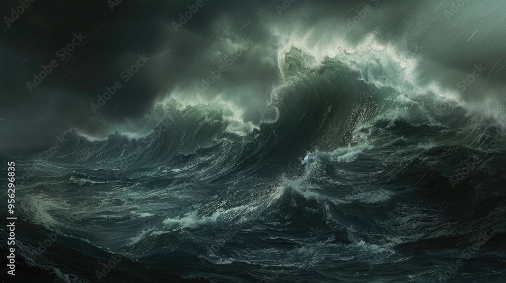 stormy weather on rough sea with big wave breaking stormy weather on rough sea with big wave breaking