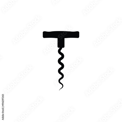 Corkscrew black and white flat vector icon design. Corkscrew symbol and clip art
