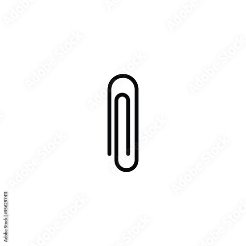 Paper clip black and white flat vector icon design. Paper clip glyph and symbol design