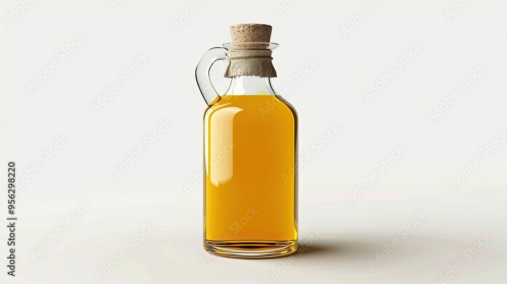 Bottle of cooking oil with cork cap isolated on white background Clipping path Bottle of cooking oil with cork cap isolated on white background Clipping path