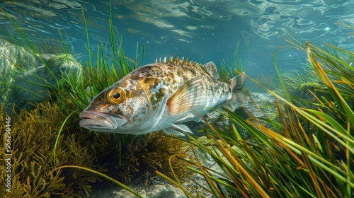 Serranus scriba over posidonia photo photo