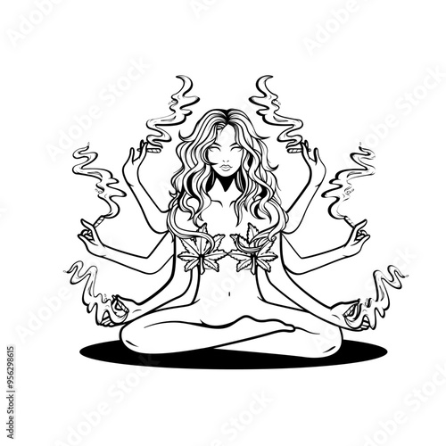 Meditate | 420 Meditation | Smoking Weed | Weed Life | Marijuana Leaf | Kush Life | Weed Addiction | Yoga Cannabis | Original Illustration | Vector and Clipart | Cutfile and Stencil