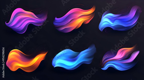 Abstract Colorful Liquid Swirls Neon Fluid Shapes Dynamic Flowing Patterns