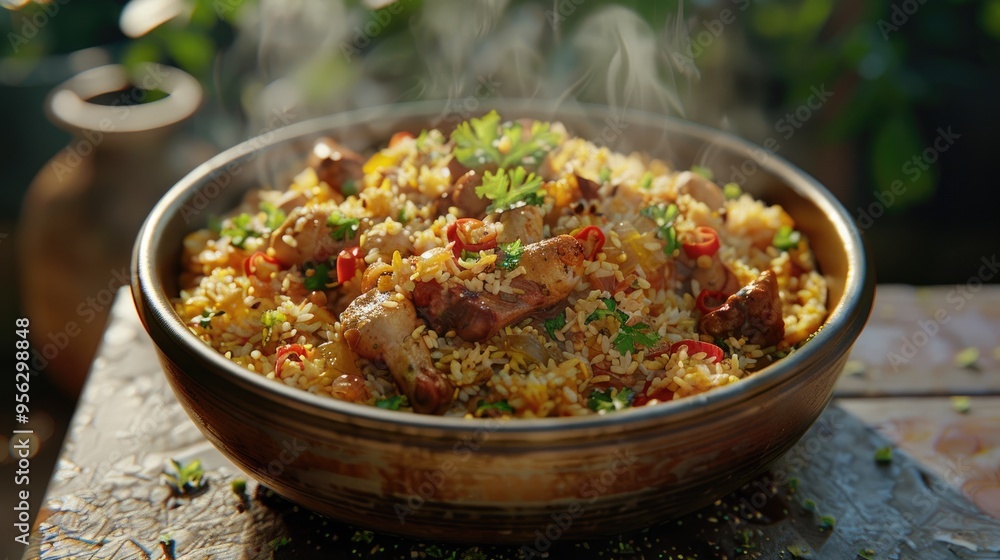 Pilaf rice with chicken and lamb Pilaf rice with chicken and lamb