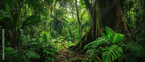 Fototapeta Naklejka Na Ścianę i Meble -  Southeast Asian rainforest with deep jungle
