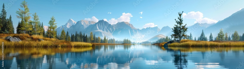 Tranquil Mountain Lake with Reflections Tranquil Mountain Lake with Reflections
