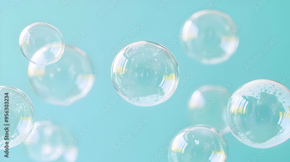 Abstract Bubbles Background Turquoise Blue Soap Bubbles Water Droplets Glass Spheres Abstract Bubbles Background Turquoise Blue Soap Bubbles Water Droplets Glass Spheres