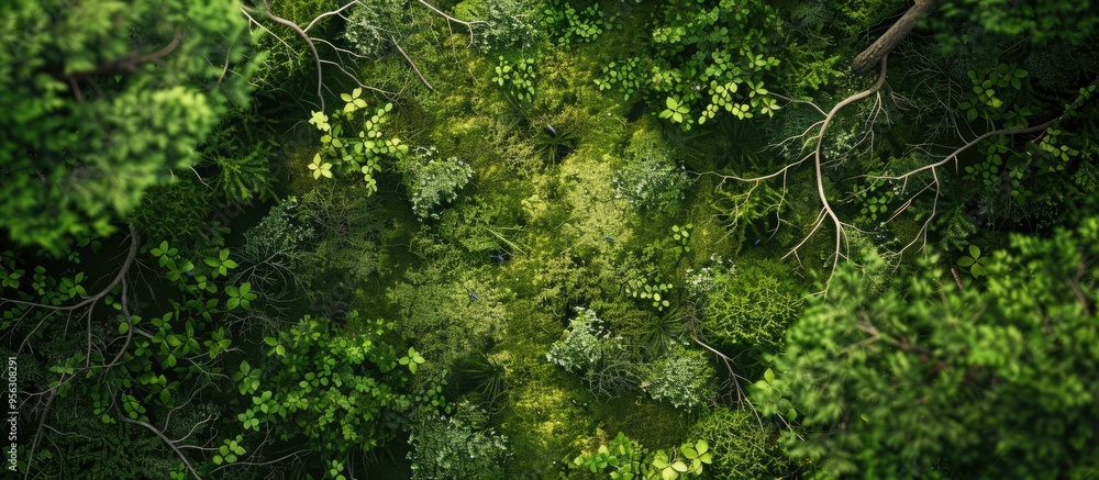 European forest showcasing moss covered branches on the forest floor with copy space image European forest showcasing moss covered branches on the forest floor with copy space image