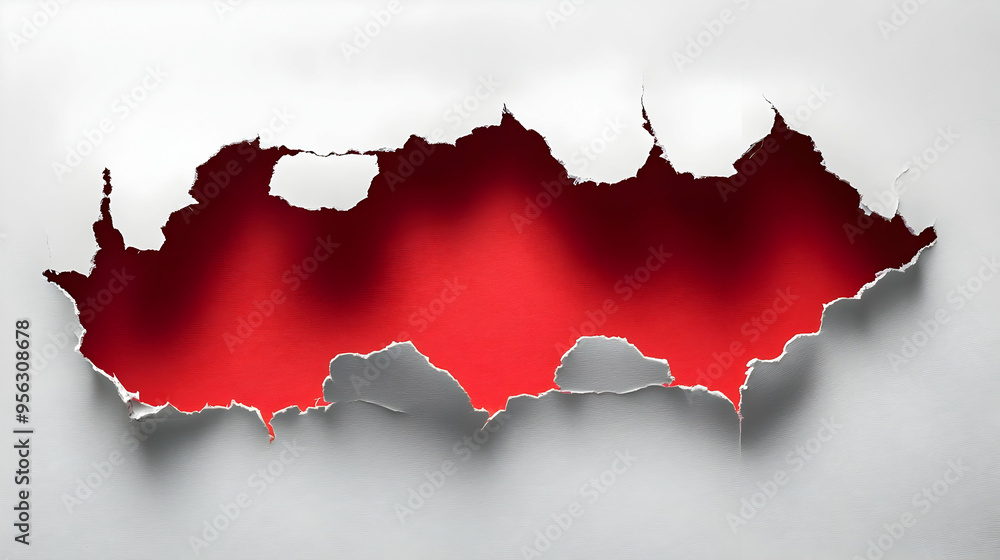 Fototapeta premium Torn Paper with Red Background