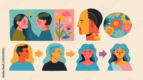 Vibrant Vector Illustrations Depicting Diverse Personalities and Emotions