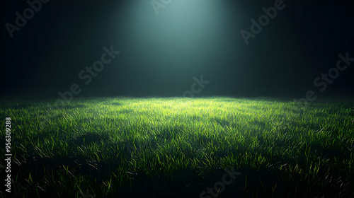 Green Grass Field with Light Spotlight