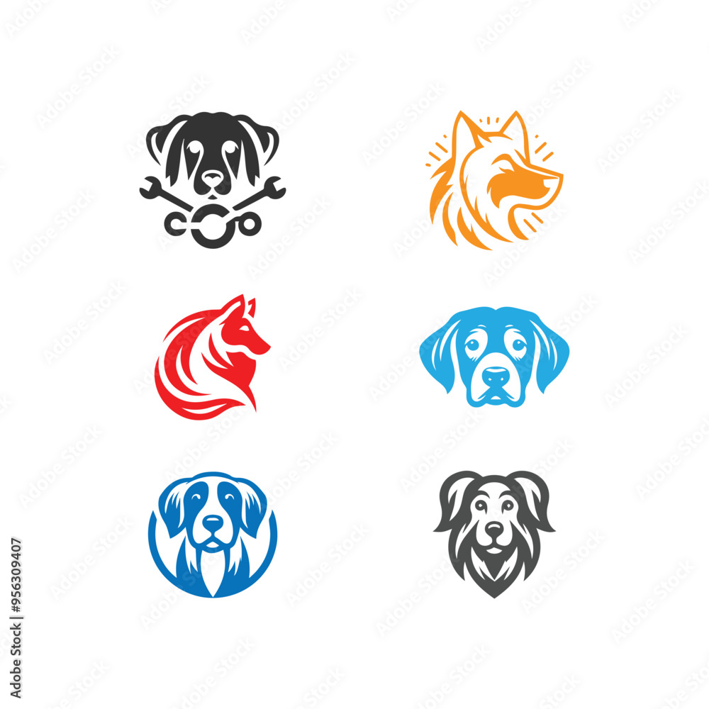 Creative Dog Head Logo Set: Ideal for Pet Lovers, Dog head icon Perfect for creating stylish and modern petthemed designs Ai generated Creative Dog Head Logo Set: Ideal for Pet Lovers, Dog head icon Perfect for creating stylish and modern petthemed designs Ai generated