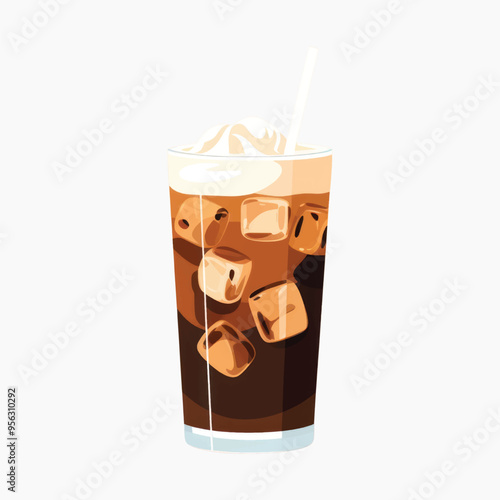 Refreshing iced coffee with cream