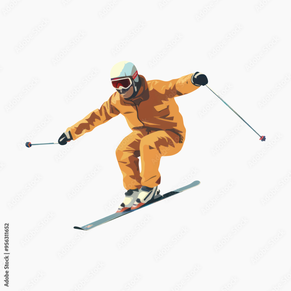 Dynamic skier mid-air jump