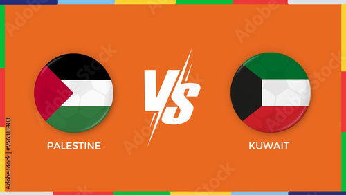 palestine vs kuwait flag in circle for sports banner. vector illustrator 