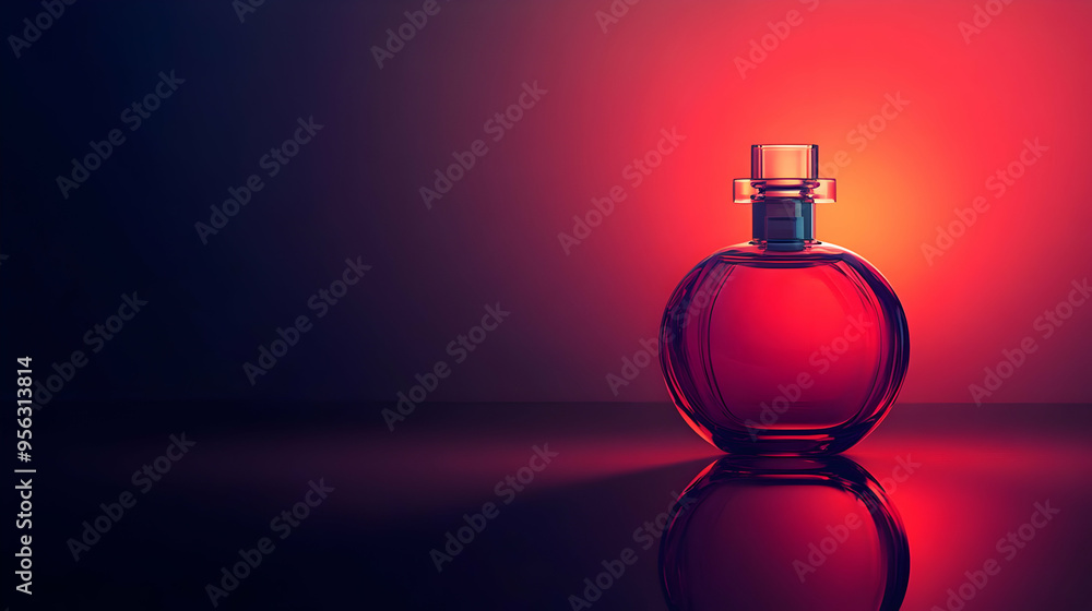 Red Glass Perfume Bottle Minimalist Background Red Glass Perfume Bottle Minimalist Background