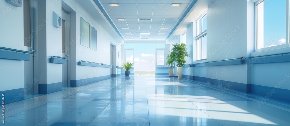 Within the hospital a corner of the building with a picturesque blue sky visible in the background providing a serene copy space image Within the hospital a corner of the building with a picturesque blue sky visible in the background providing a serene copy space image