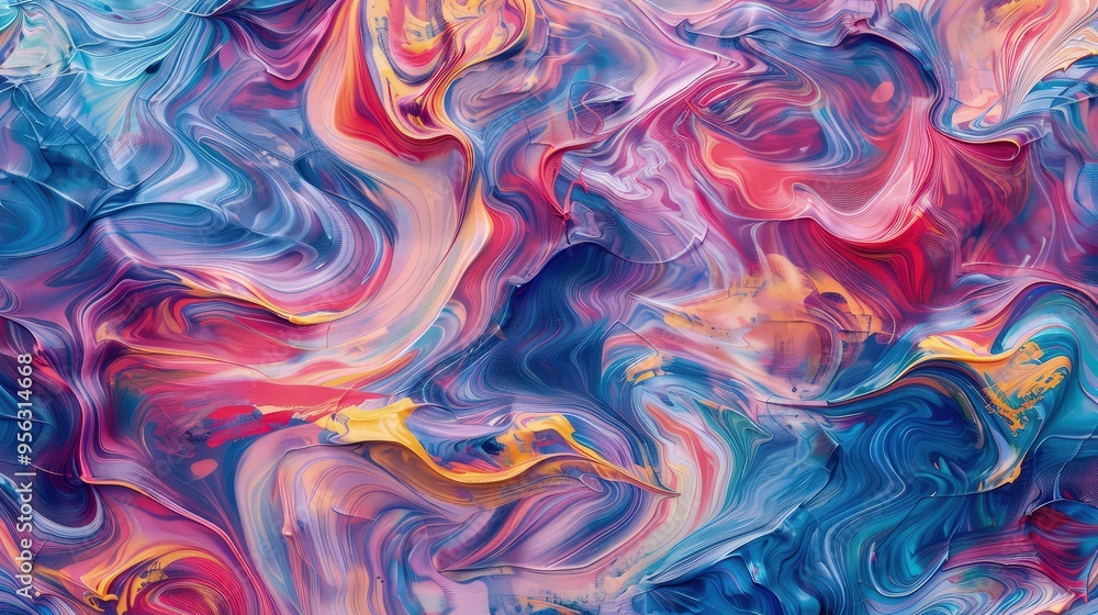 Obraz premium A seamless artistic background with swirling, multicolored oil paints, thickly applied with both brush and knife, creating an impression of movement and depth.