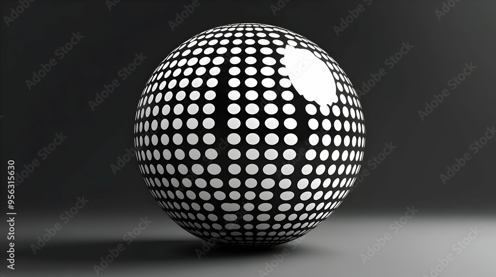 Abstract Black and White Sphere with Dot Pattern Abstract Black and White Sphere with Dot Pattern