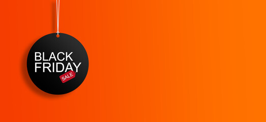 Black Friday sale tag. black friday sale sign on orange background. wide web banner. advertising