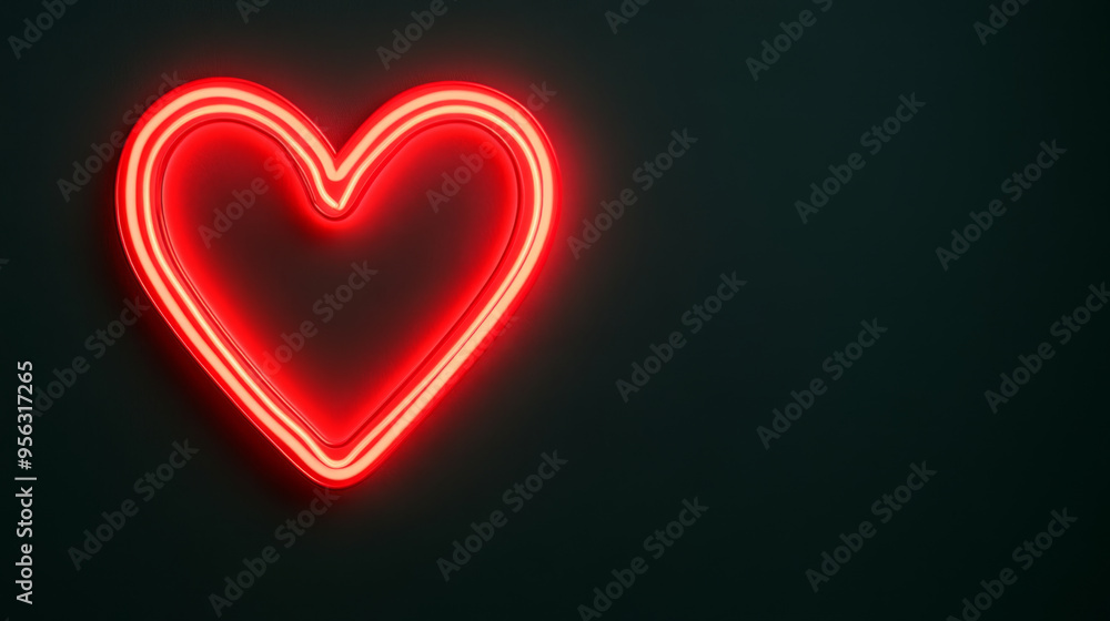 A glowing red neon heart sign on a plain dark background, offering a minimalistic yet impactful visual for romantic or urban themes. A glowing red neon heart sign on a plain dark background, offering a minimalistic yet impactful visual for romantic or urban themes.
