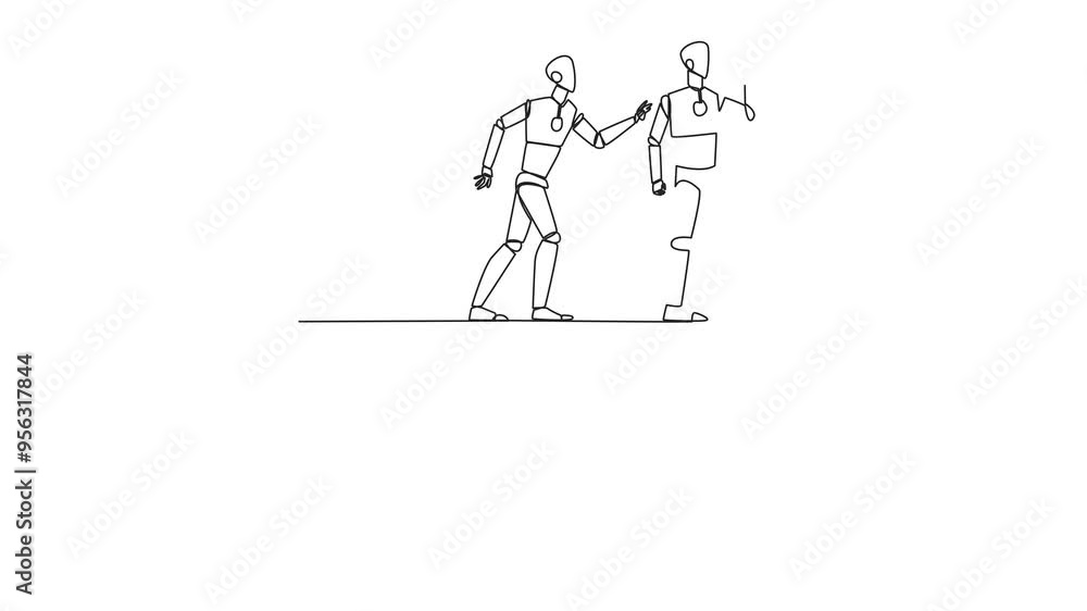 Animated self drawing of single continuous line drawing the smart robot monitoring something at the edge of cliff using binocular. Taken down by traitor from behind. Full length single line animation Animated self drawing of single continuous line drawing the smart robot monitoring something at the edge of cliff using binocular. Taken down by traitor from behind. Full length single line animation