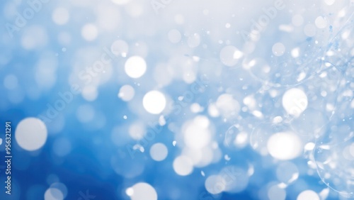 Blue silver and white abstract blur bokeh background