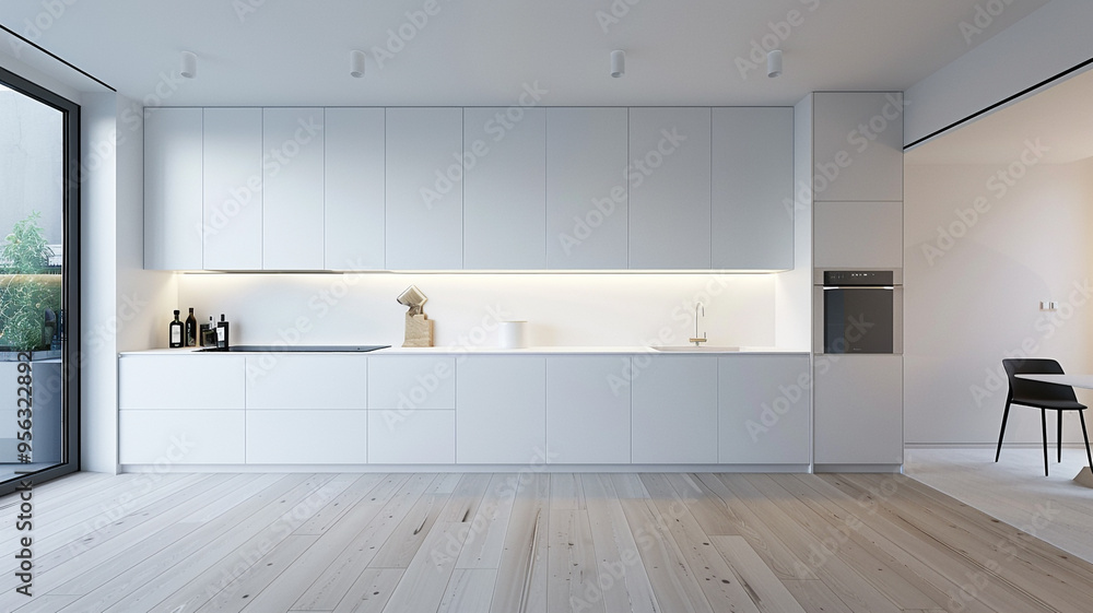 Fototapeta premium a minimalist kitchen with smooth surfaces and a seamless look